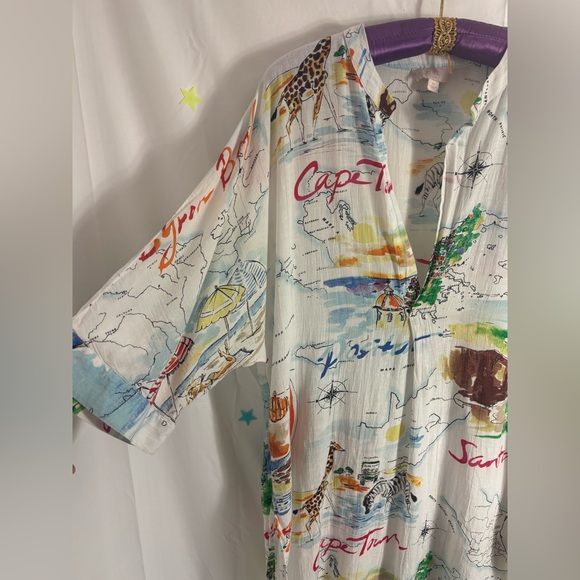 Gap Love Dreamwell Print Crinkle Popover Linen Blend Oversized Shirt Dress  M - Picture 3 of 16